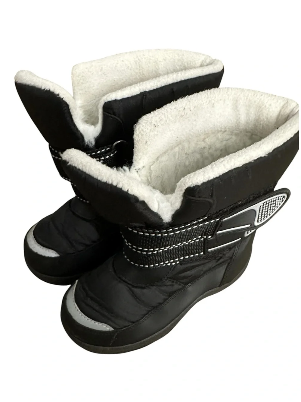 Kids Black Winter Snow Boots with Fleece Lining 4/5yr